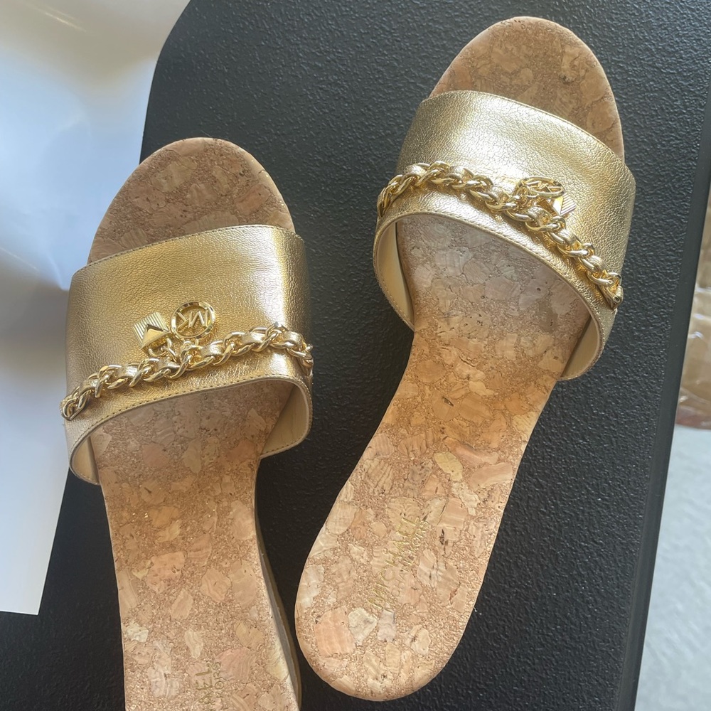 Michael Kors Gold Chain Slide Sandals